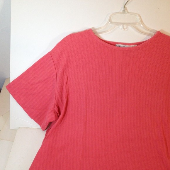 Vintage Basic Editions Plus Casual Stretch Ribbed Pink Knit Top Size 1X - Picture 3 of 9
